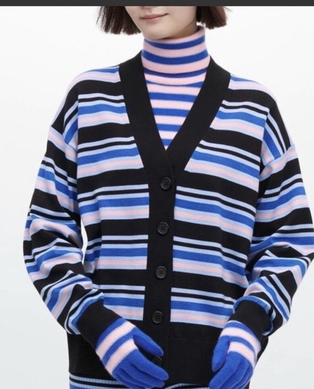 UNIQLO x MARNI Collaboration Striped Oversized Cardigan Blue Women L